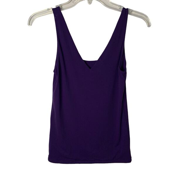WHBM FORME Tank NWT Size X-Small Sleeveless Dual Neck Violet Plum Buttery Soft - Picture 2 of 7